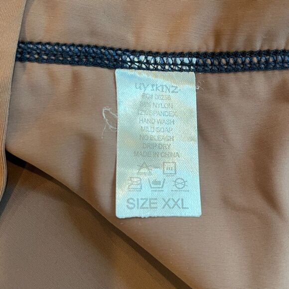 UV Skins Brown Rash Guard Swim Shirt XXL 2XL Mock Neck Short Sleeves - Picture 6 of 6